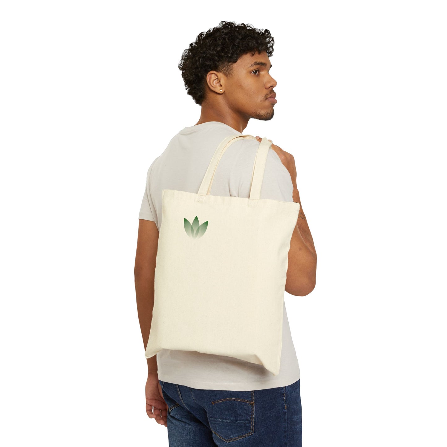 Tote Bag with Minimal Green Leaf Logo — Eco-Friendly Tote